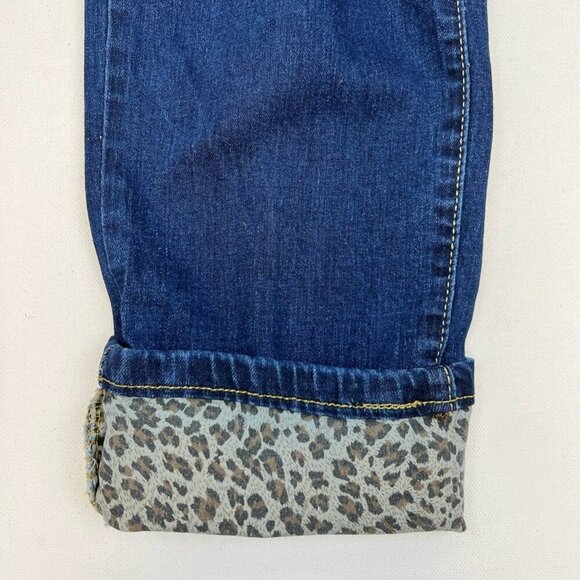 Misslook Womens Straight Leg Jeans Blue Leopard Print Distressed Cuffed Small - Picture 4 of 10